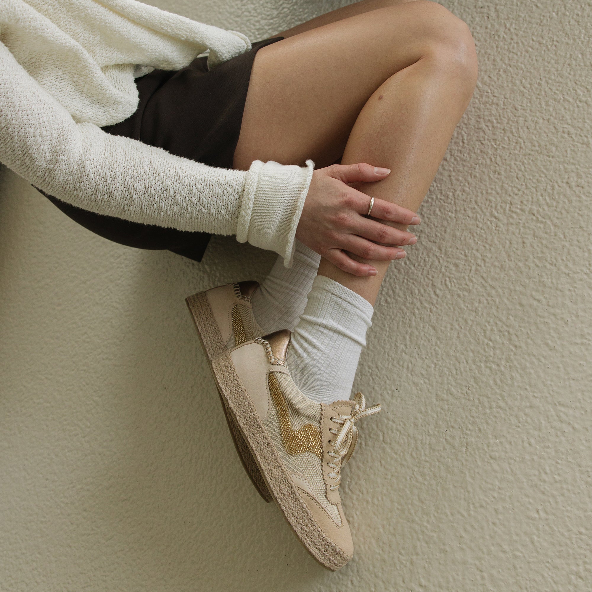 NOTICE ESPADRILLE BEAD SNEAKERS GOLD MULTI BURLAP - Image 6