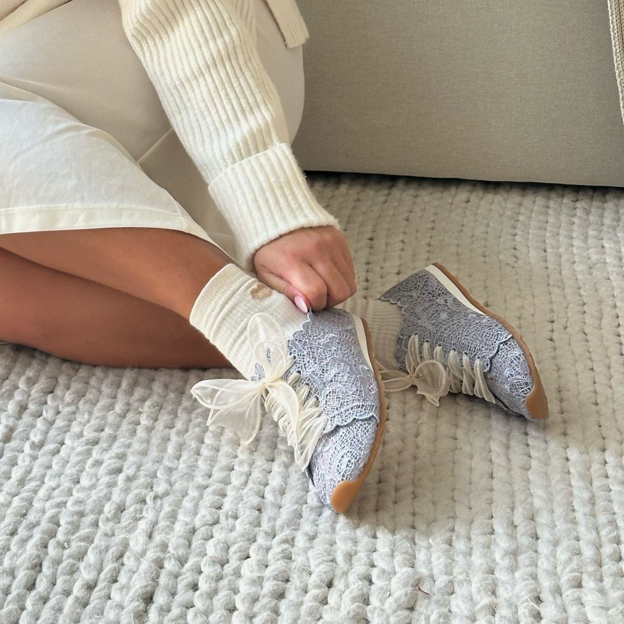 DAYANA SNEAKERS DUSTY BLUE LACE - Image 4