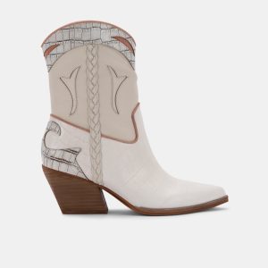 LORAL BOOTIES IVORY LEATHER - re:vita