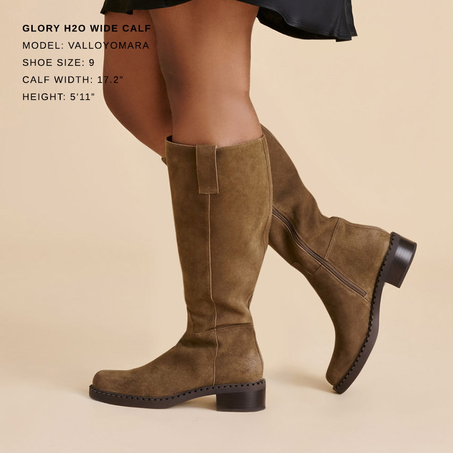 GLORY H2O WIDE CALF BOOTS OLIVE SUEDE - Image 4