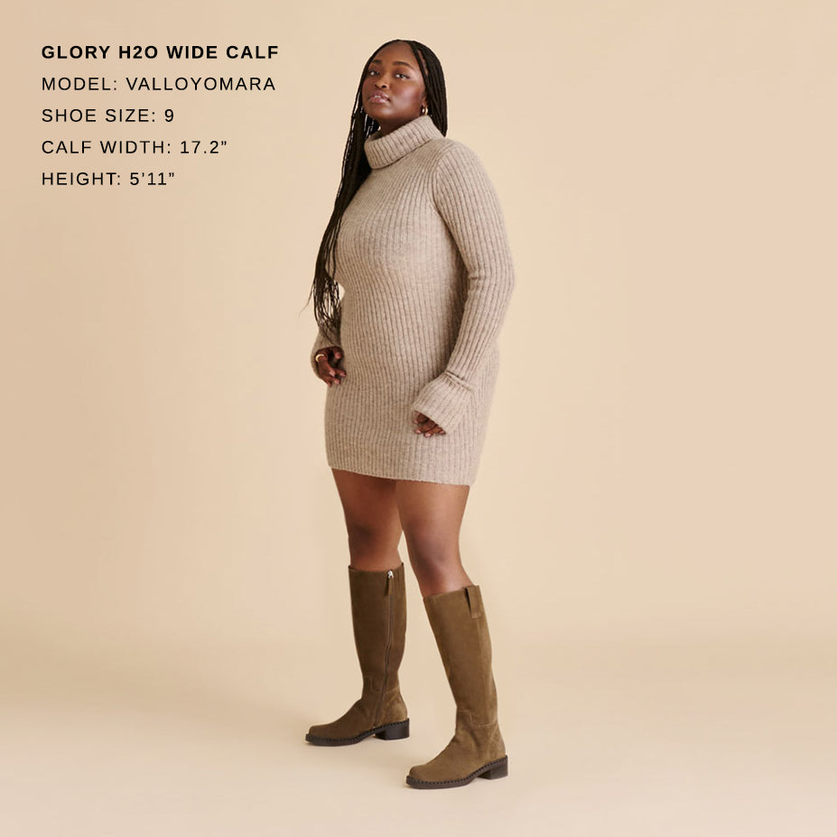 GLORY H2O WIDE CALF BOOTS OLIVE SUEDE - Image 2