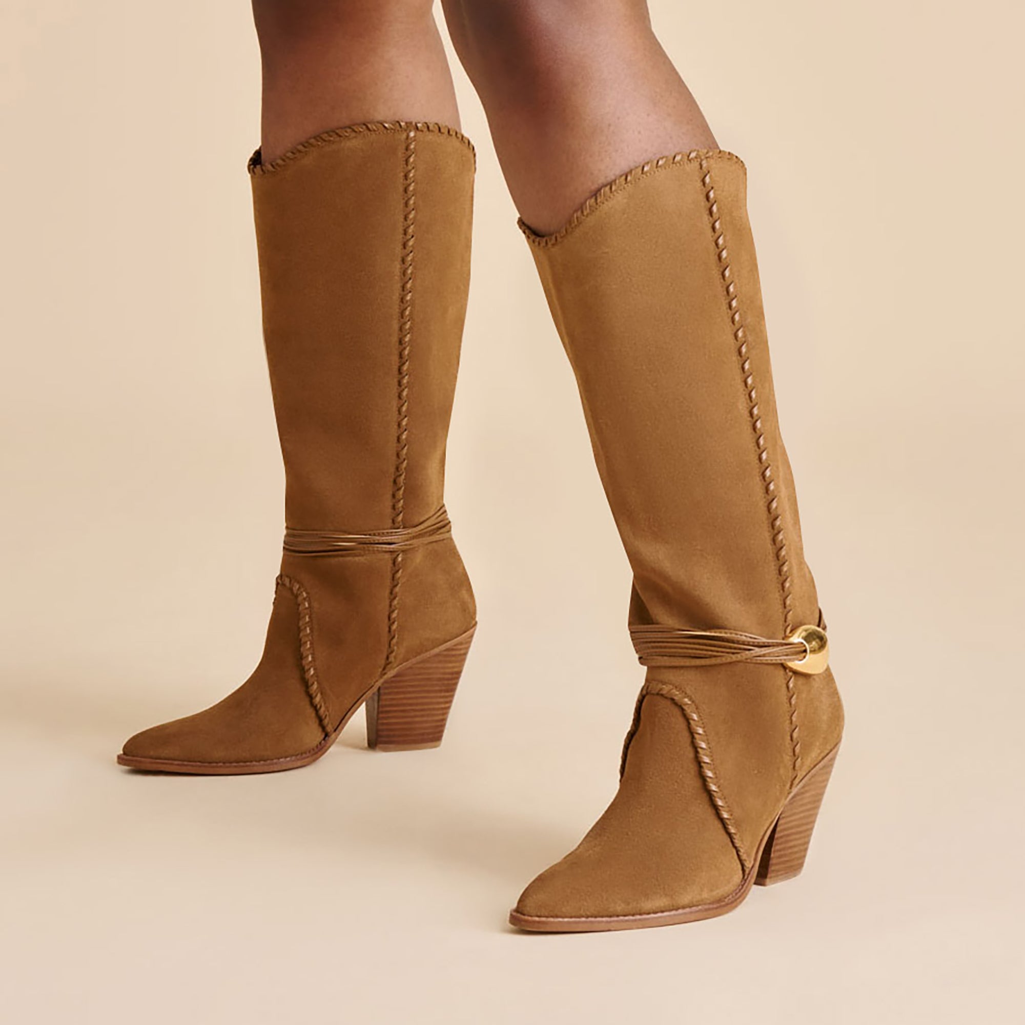 JODY WIDE CALF BOOTS LT BROWN SUEDE - Image 5