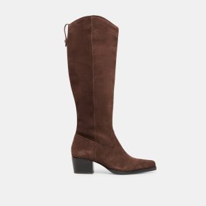 VIRONA H2O WIDE CALF BOOTS DK BROWN SUEDE