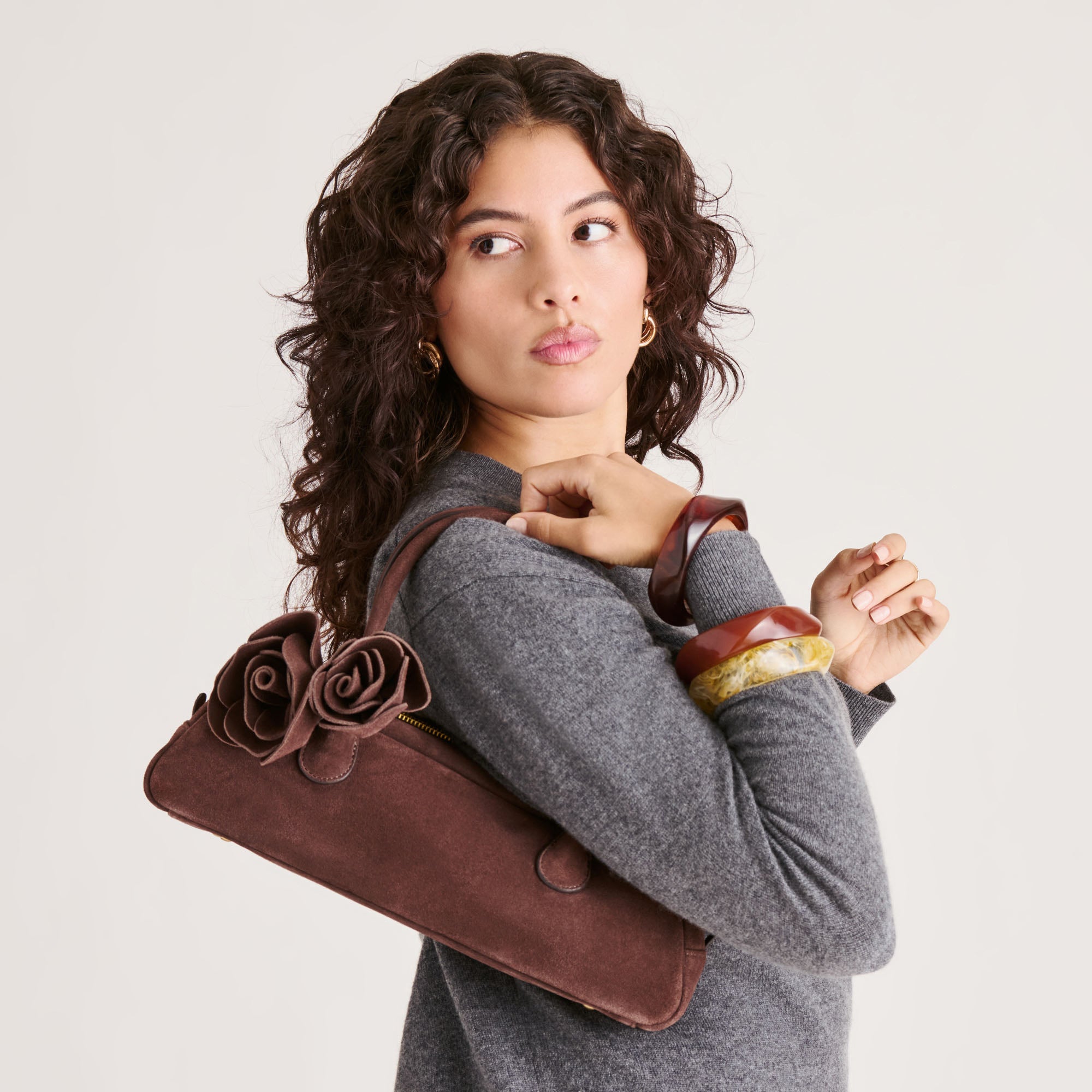 BORACAY SHOULDER BAG CHOCOLATE SUEDE - Image 2