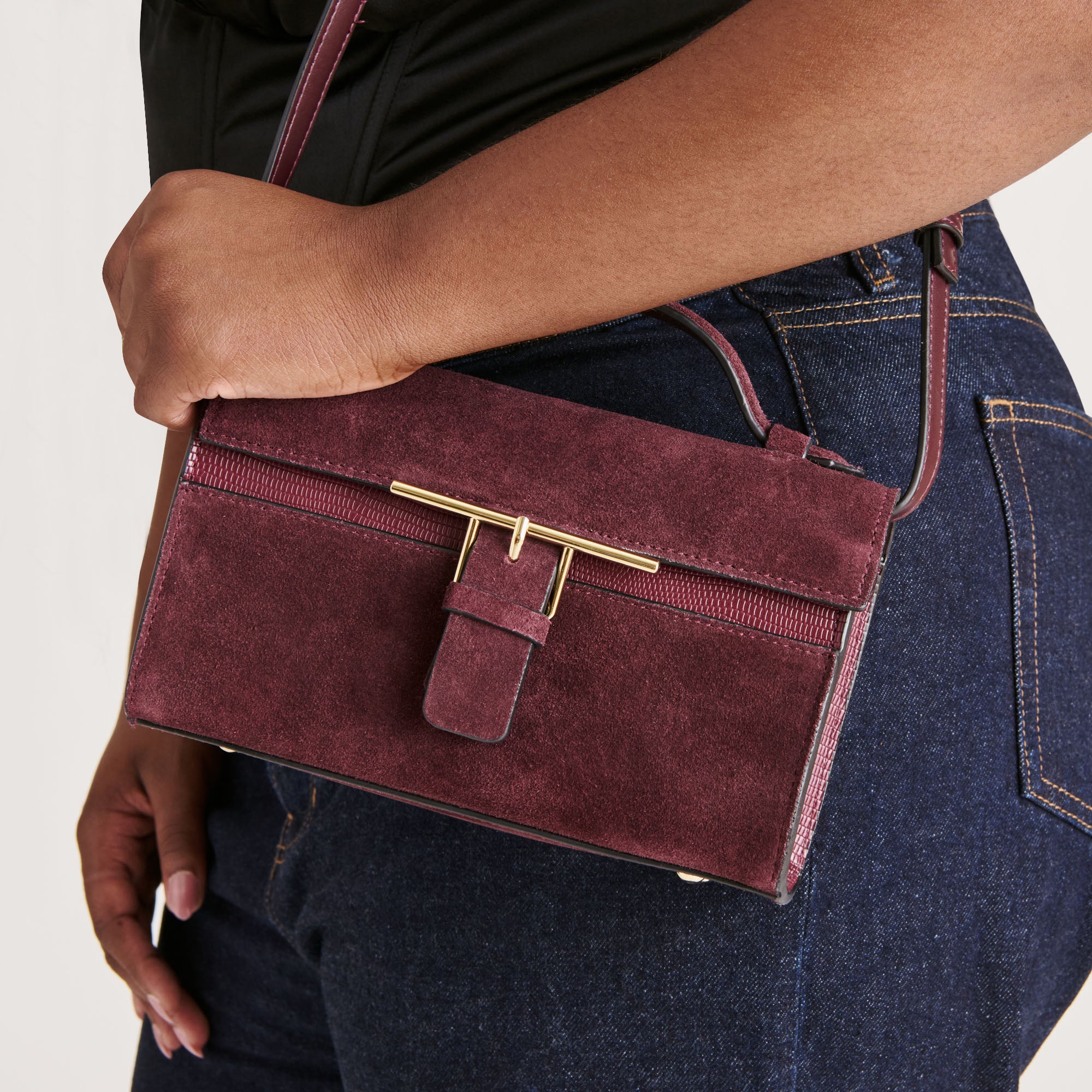 ZANNONE CROSSBODY BURGUNDY SUEDE - Image 4
