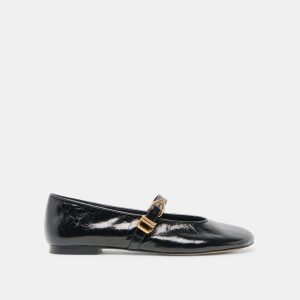 ALIZZA BALLET FLATS MIDNIGHT CRINKLE PATENT