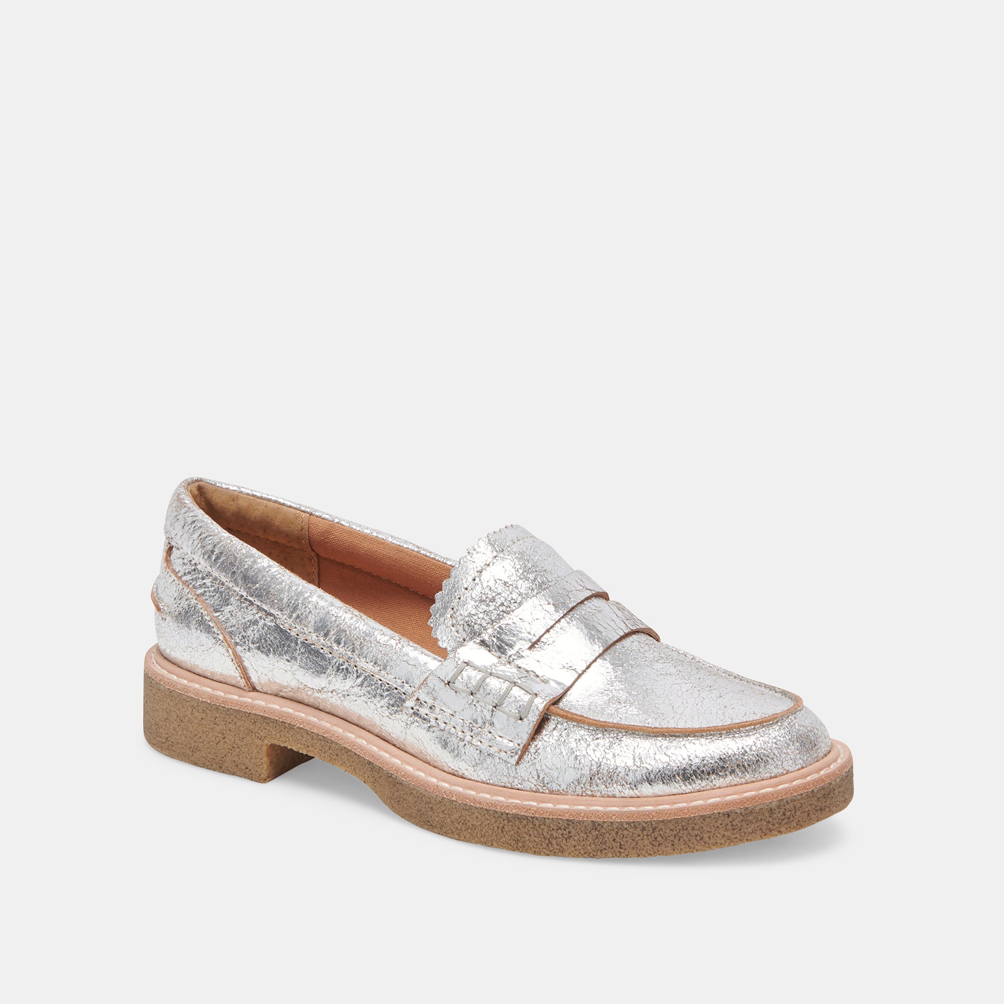 ARABEL LOAFERS SILVER DISTRESSED LEATHER - Image 3