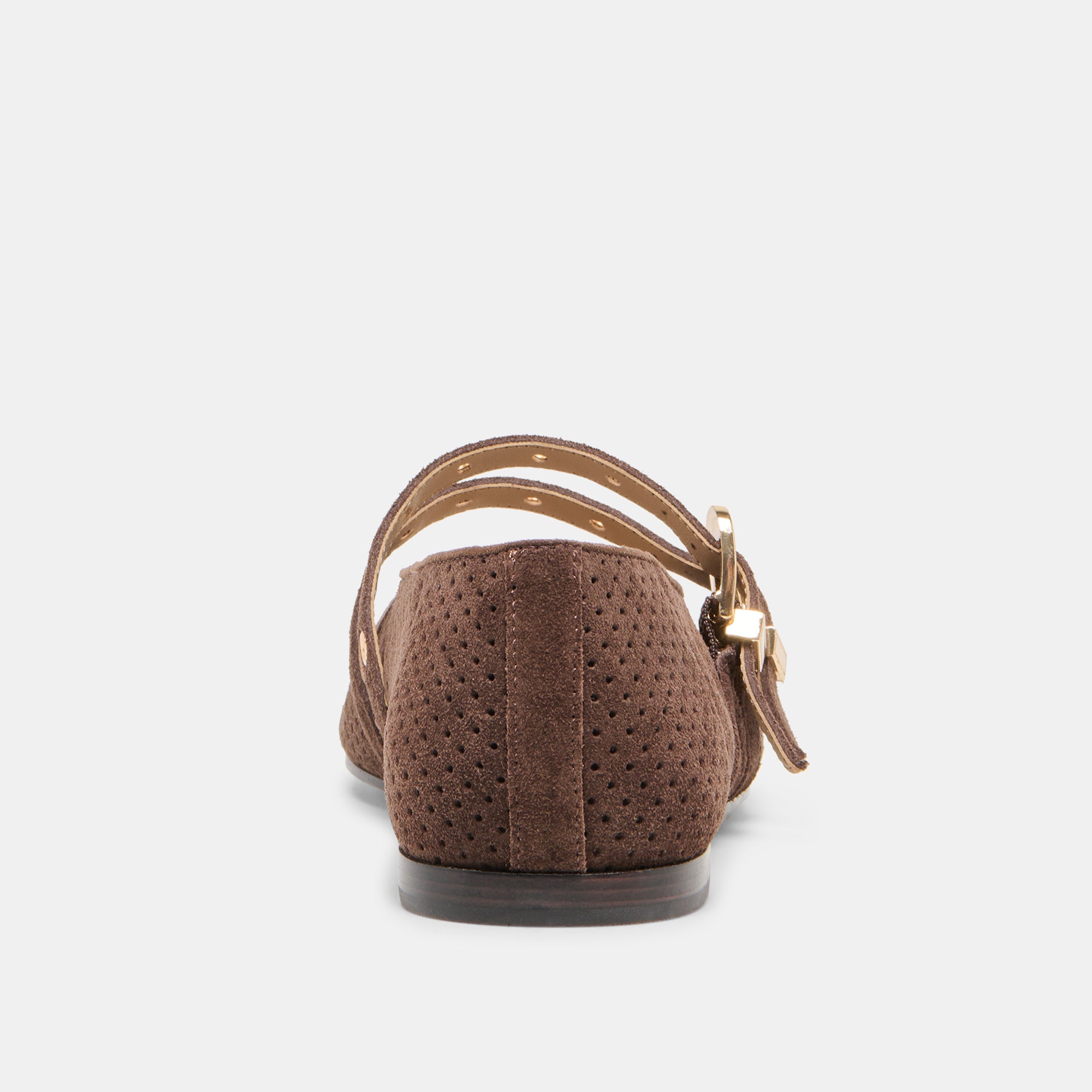 BAYLEE GROMMET BALLET FLATS DK BROWN PERFORATED SUEDE - Image 12