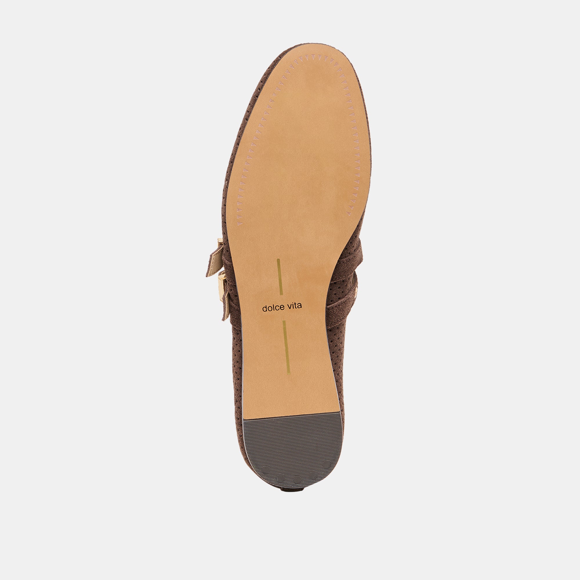 BAYLEE GROMMET BALLET FLATS DK BROWN PERFORATED SUEDE - Image 14