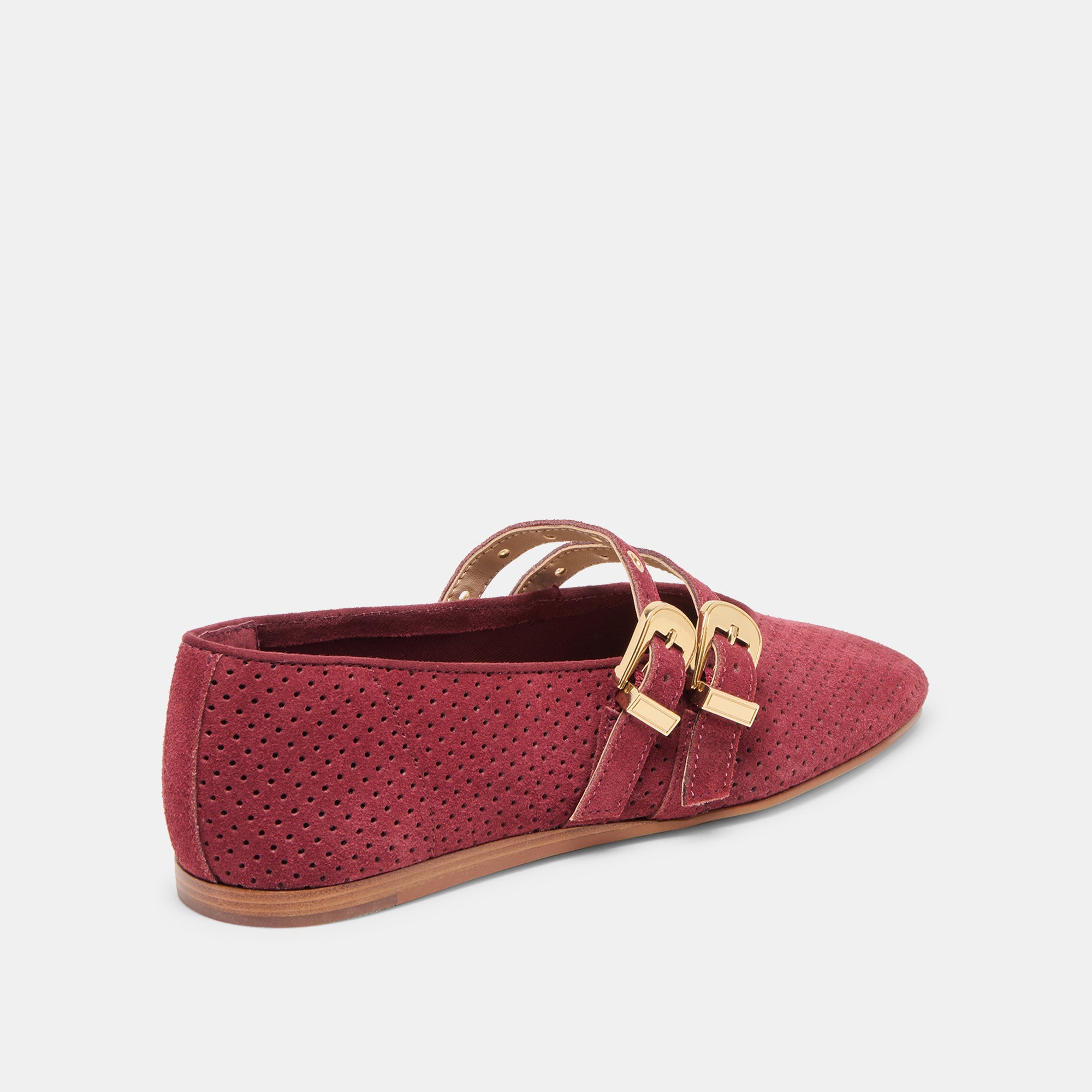 BAYLEE GROMMET BALLET FLATS OXBLOOD PERFORATED SUEDE - Image 4
