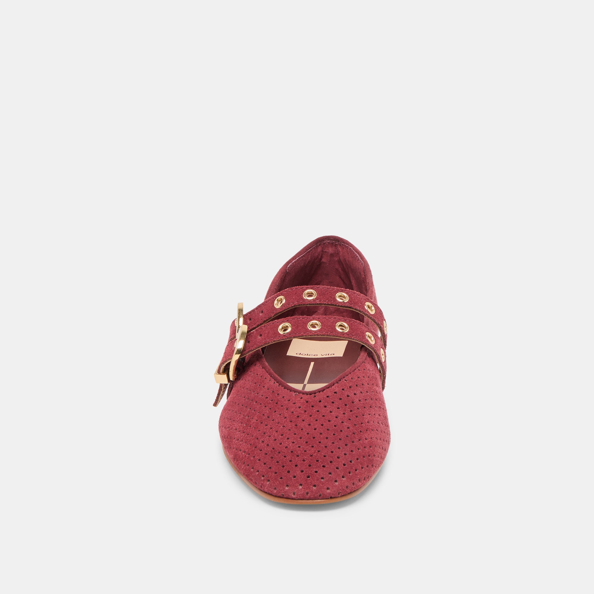 BAYLEE GROMMET BALLET FLATS OXBLOOD PERFORATED SUEDE - Image 7