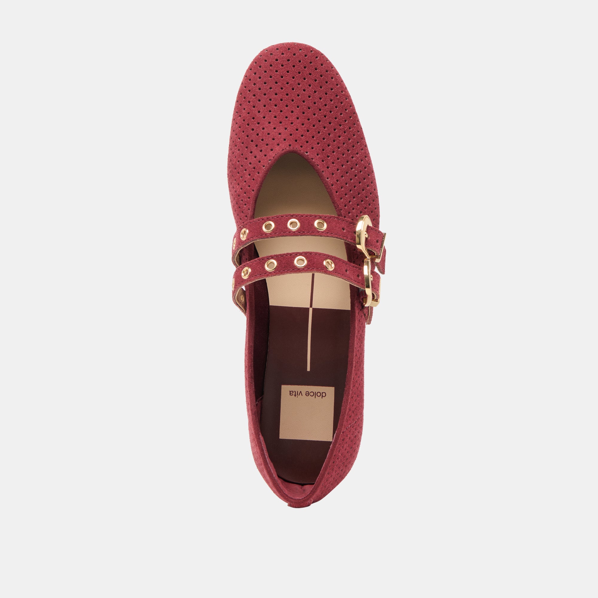 BAYLEE GROMMET BALLET FLATS OXBLOOD PERFORATED SUEDE - Image 9