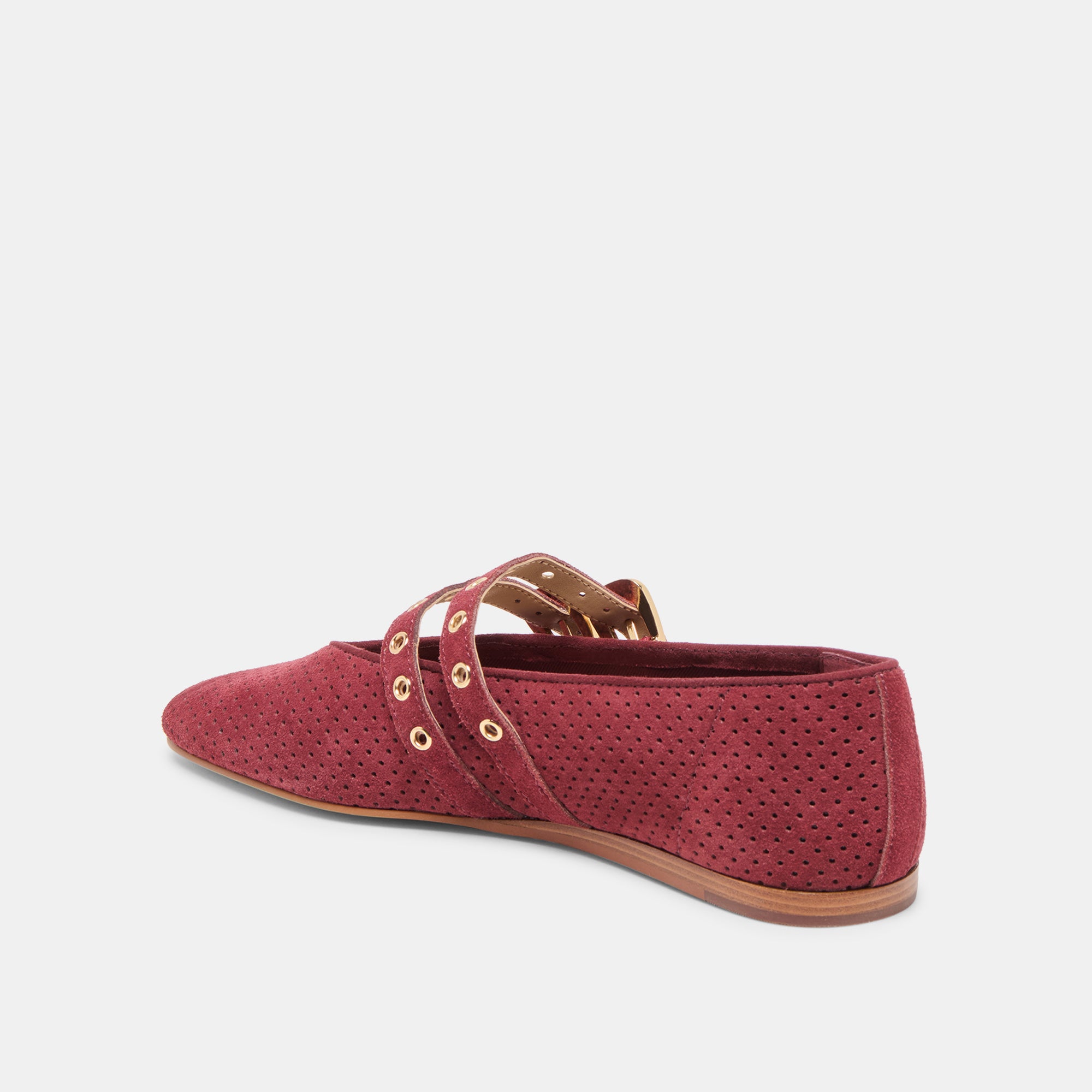 BAYLEE GROMMET BALLET FLATS OXBLOOD PERFORATED SUEDE - Image 6