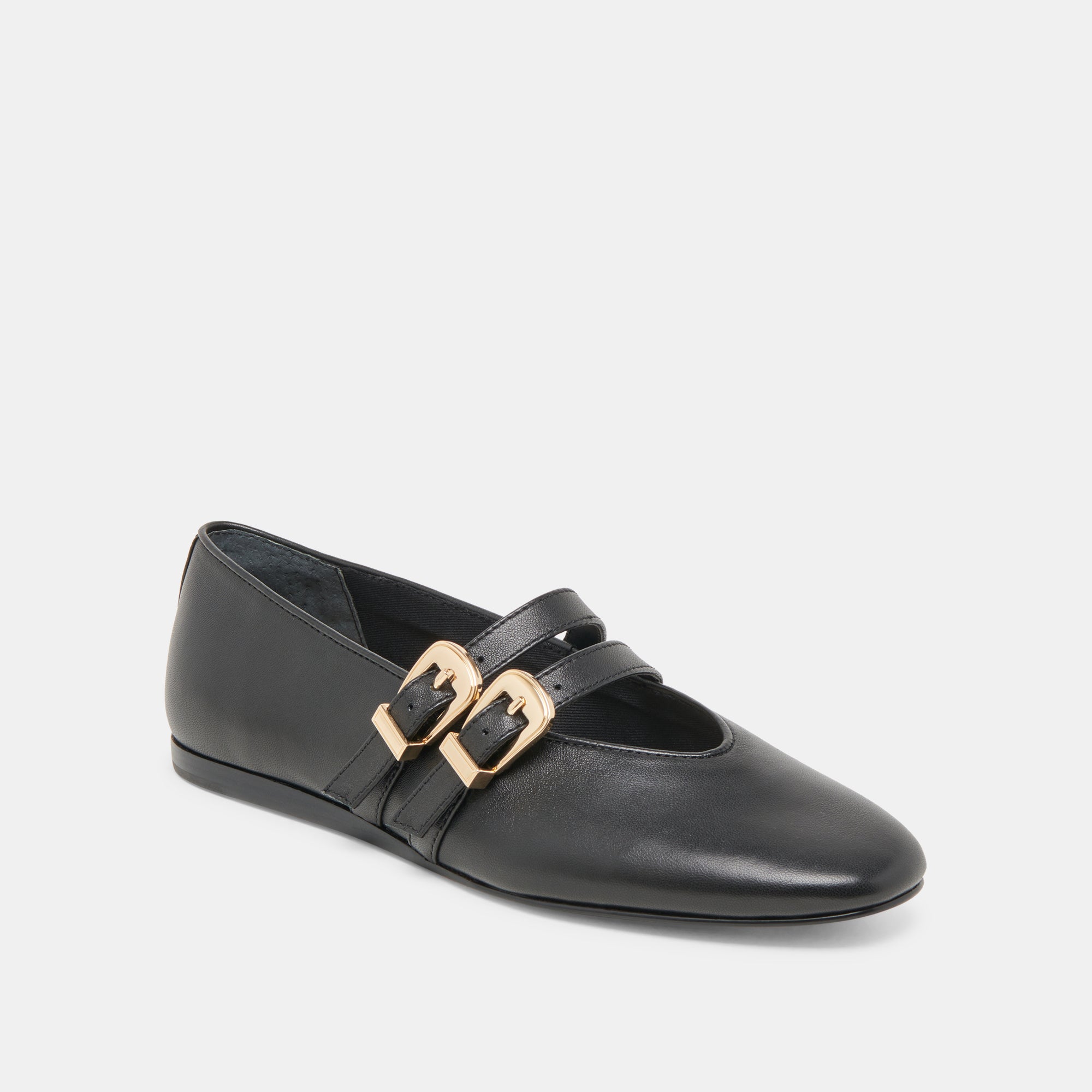 BAYLEE WIDE BALLET FLATS BLACK LEATHER - Image 2