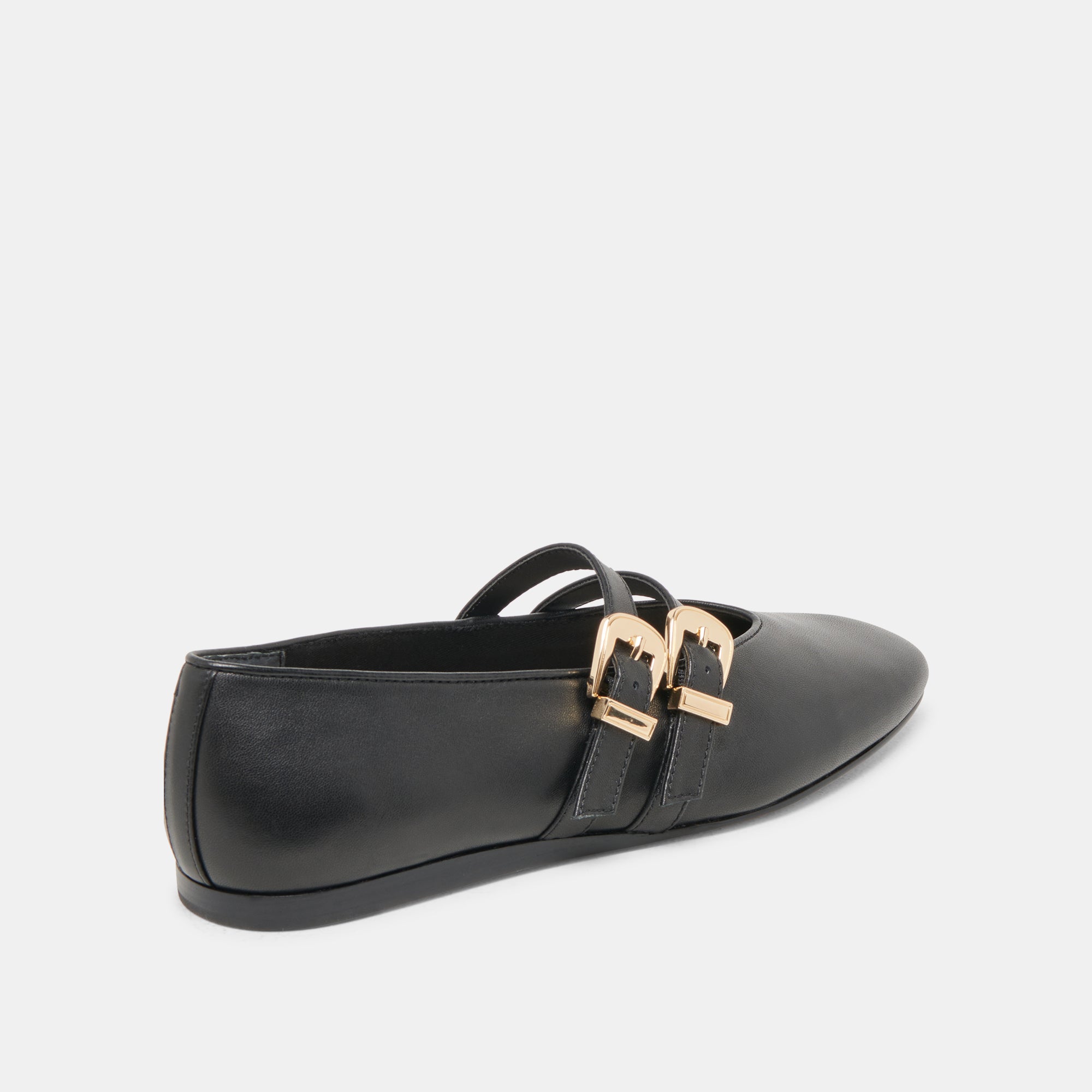 BAYLEE WIDE BALLET FLATS BLACK LEATHER - Image 3