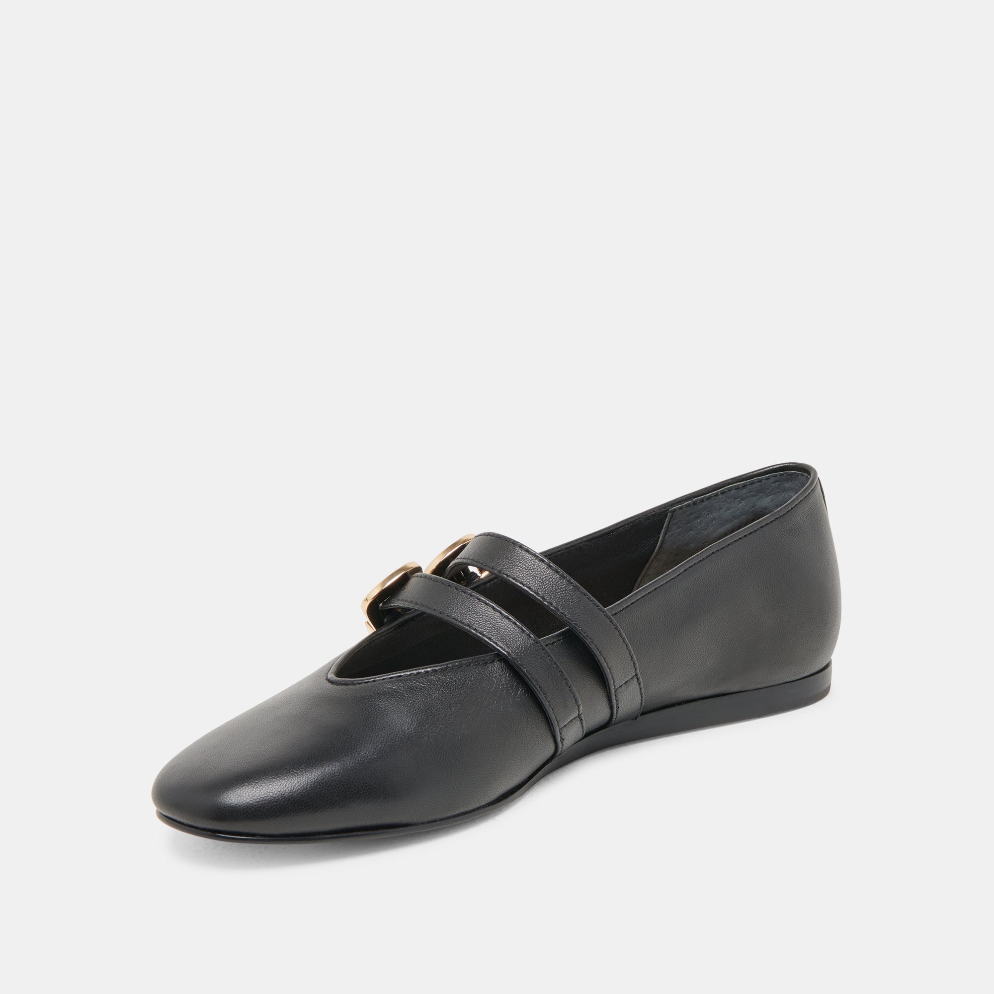BAYLEE WIDE BALLET FLATS BLACK LEATHER - Image 4