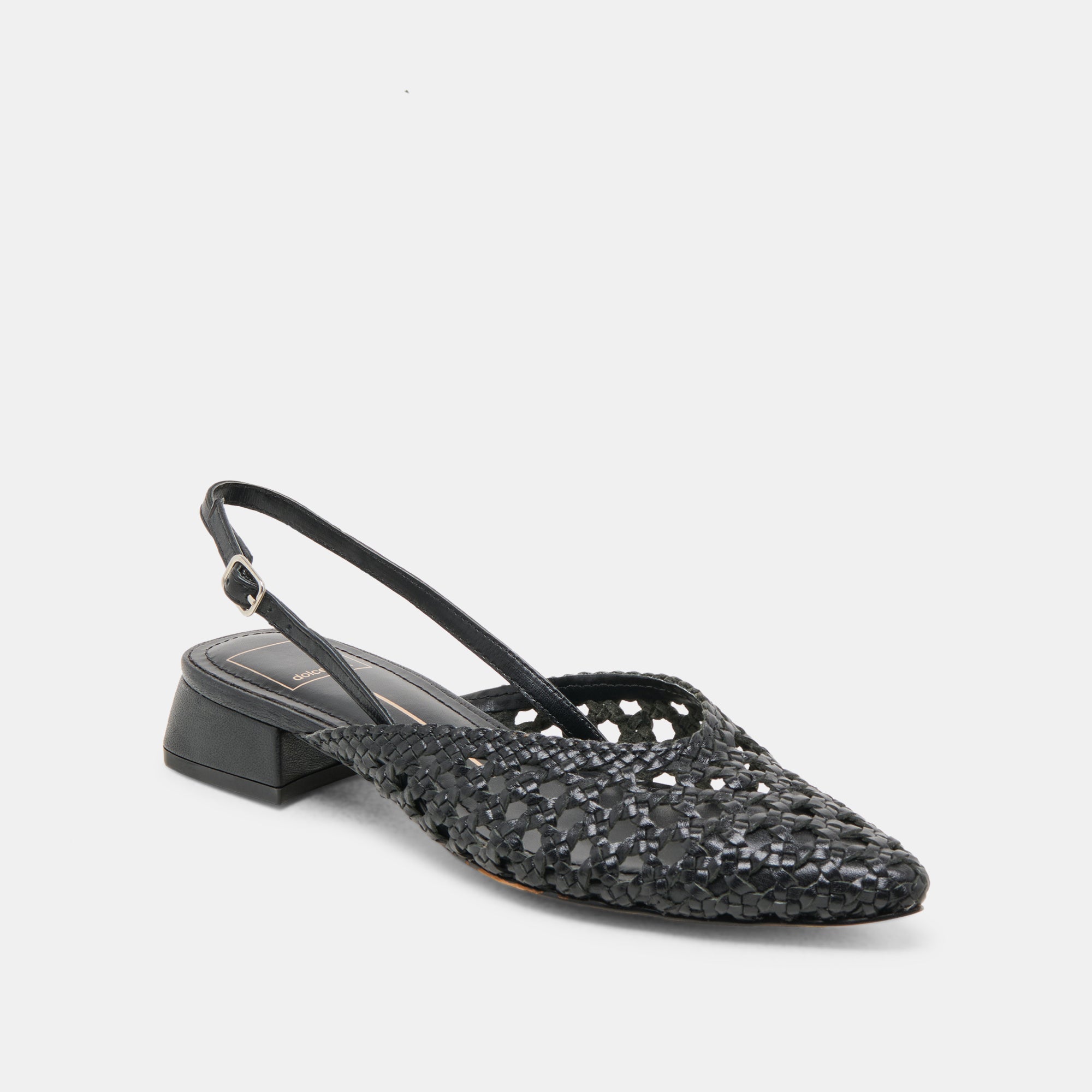 BIRDIE FLATS BLACK WOVEN LEATHER - Image 2