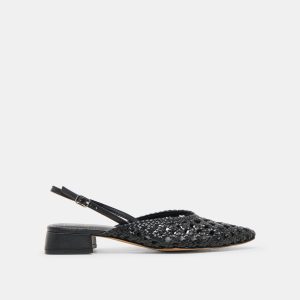 BIRDIE FLATS BLACK WOVEN LEATHER