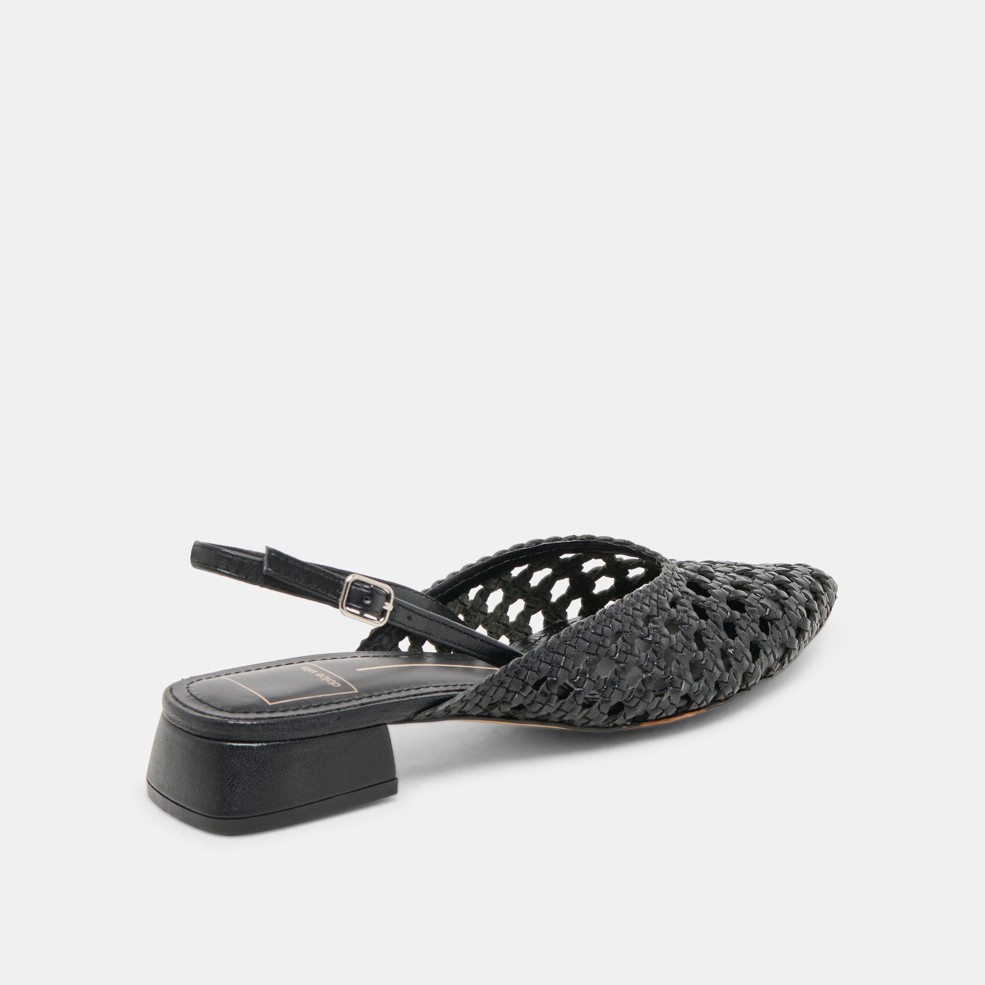 BIRDIE FLATS BLACK WOVEN LEATHER - Image 3