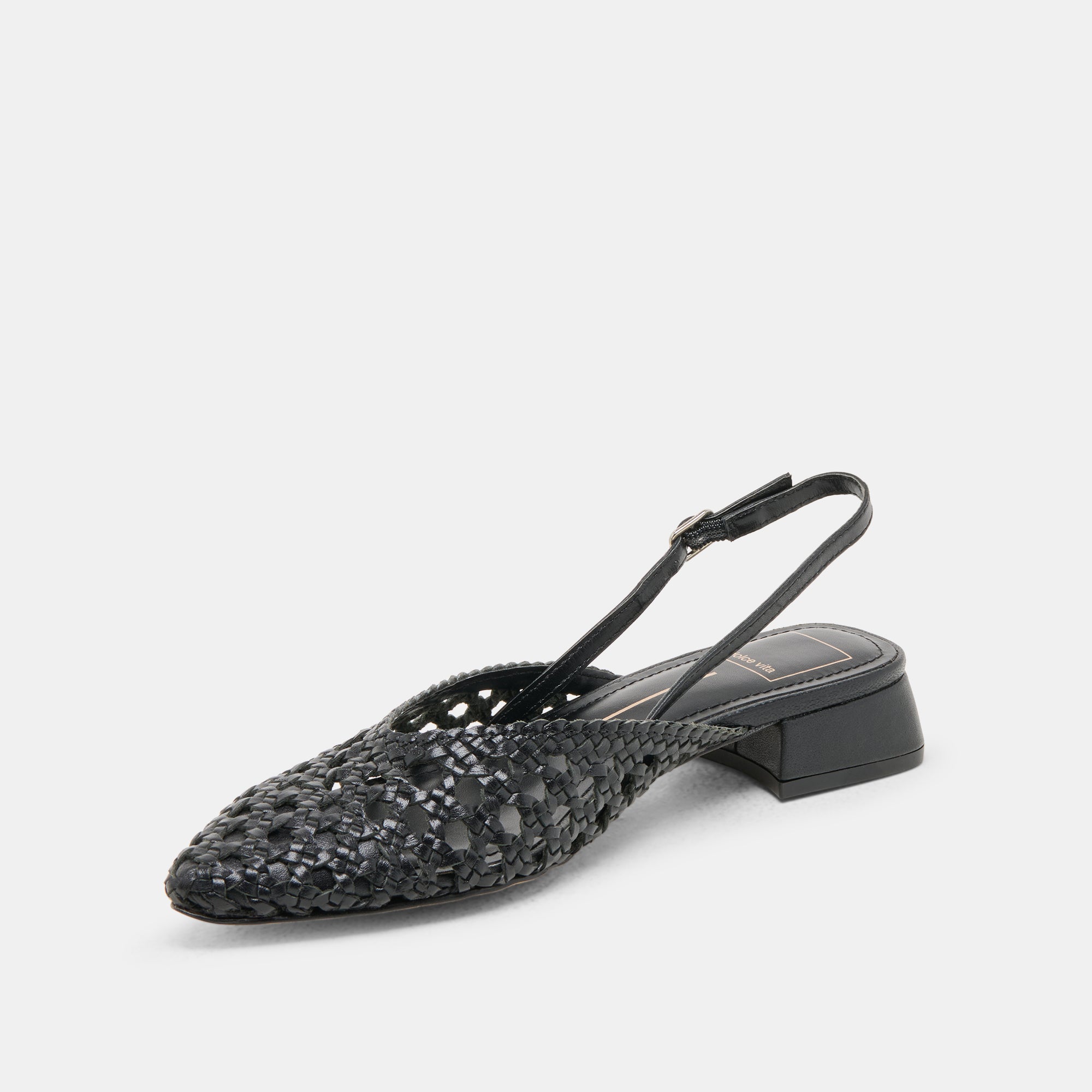 BIRDIE FLATS BLACK WOVEN LEATHER - Image 4