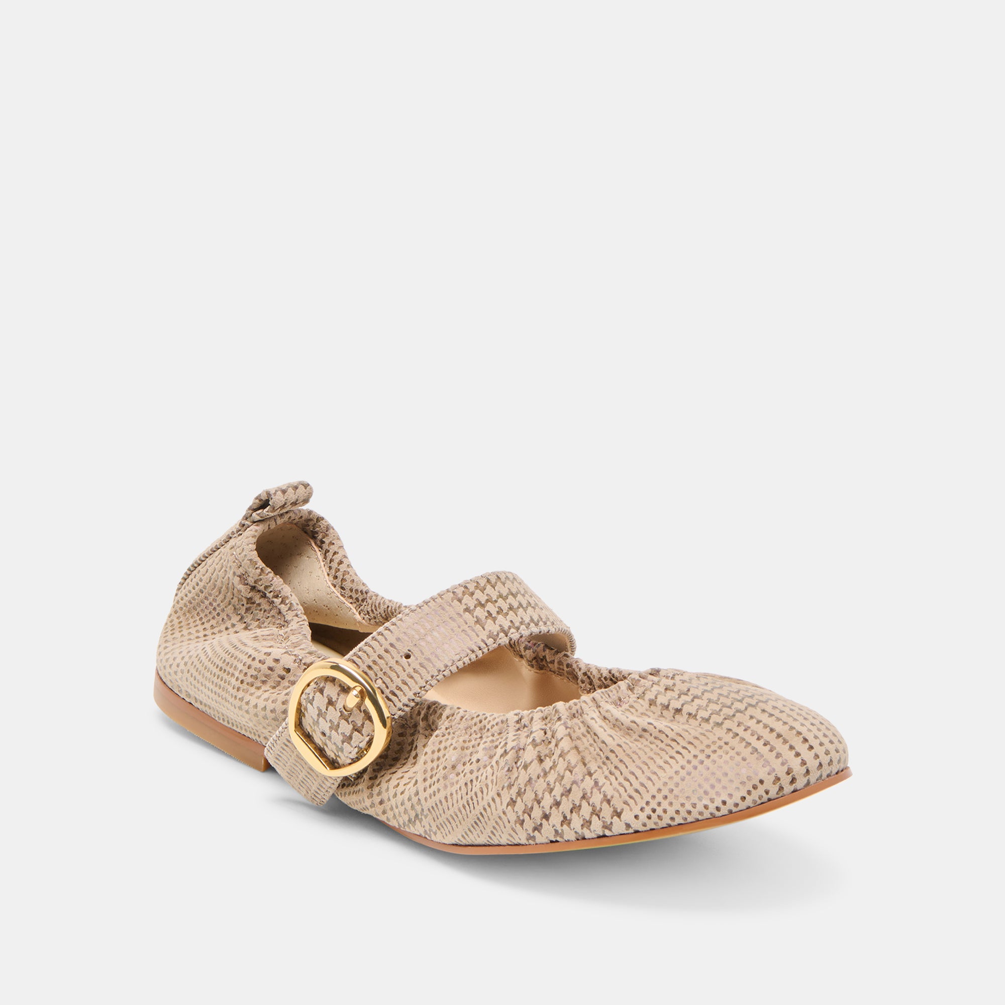 CAELY BALLET FLATS HERRINGBONE PRINTED SUEDE - Image 2