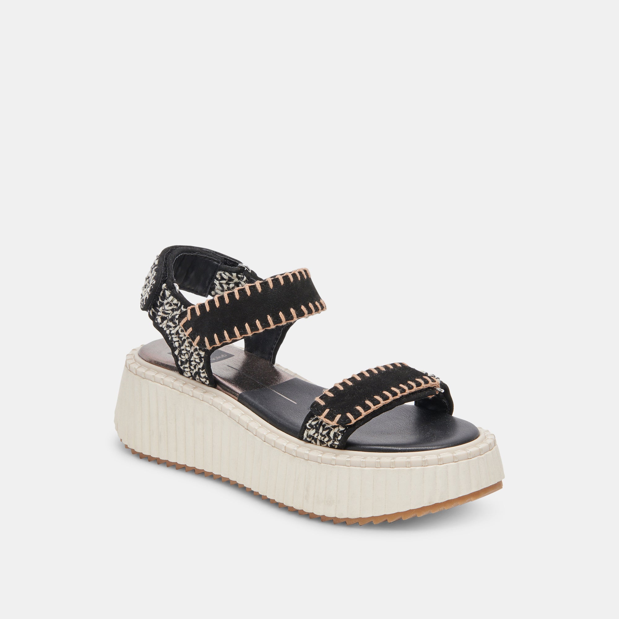 DEBRA SANDALS BLACK WHITE NUBUCK - Image 2