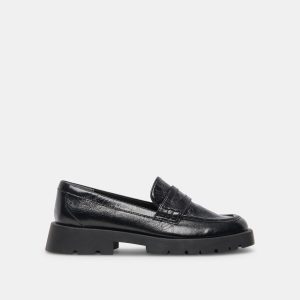 ELIAS WIDE FLATS ONYX CRINKLE PATENT - re:vita