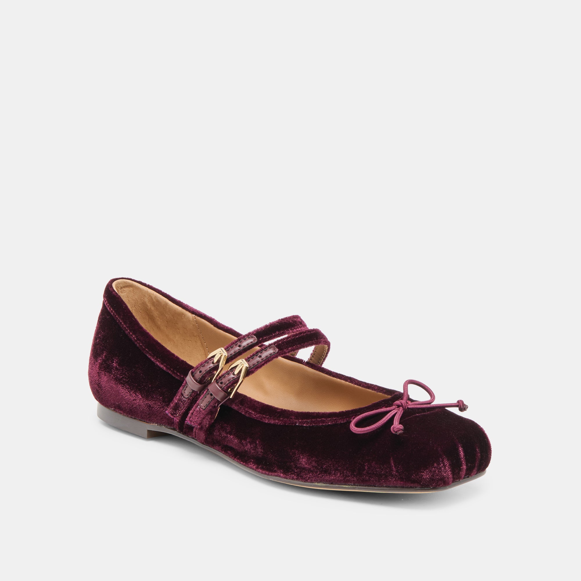 GIBSEN BALLET FLATS BURGUNDY VELVET - Image 3