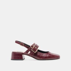 PATZY HEELS OXBLOOD EMBOSSED LEATHER