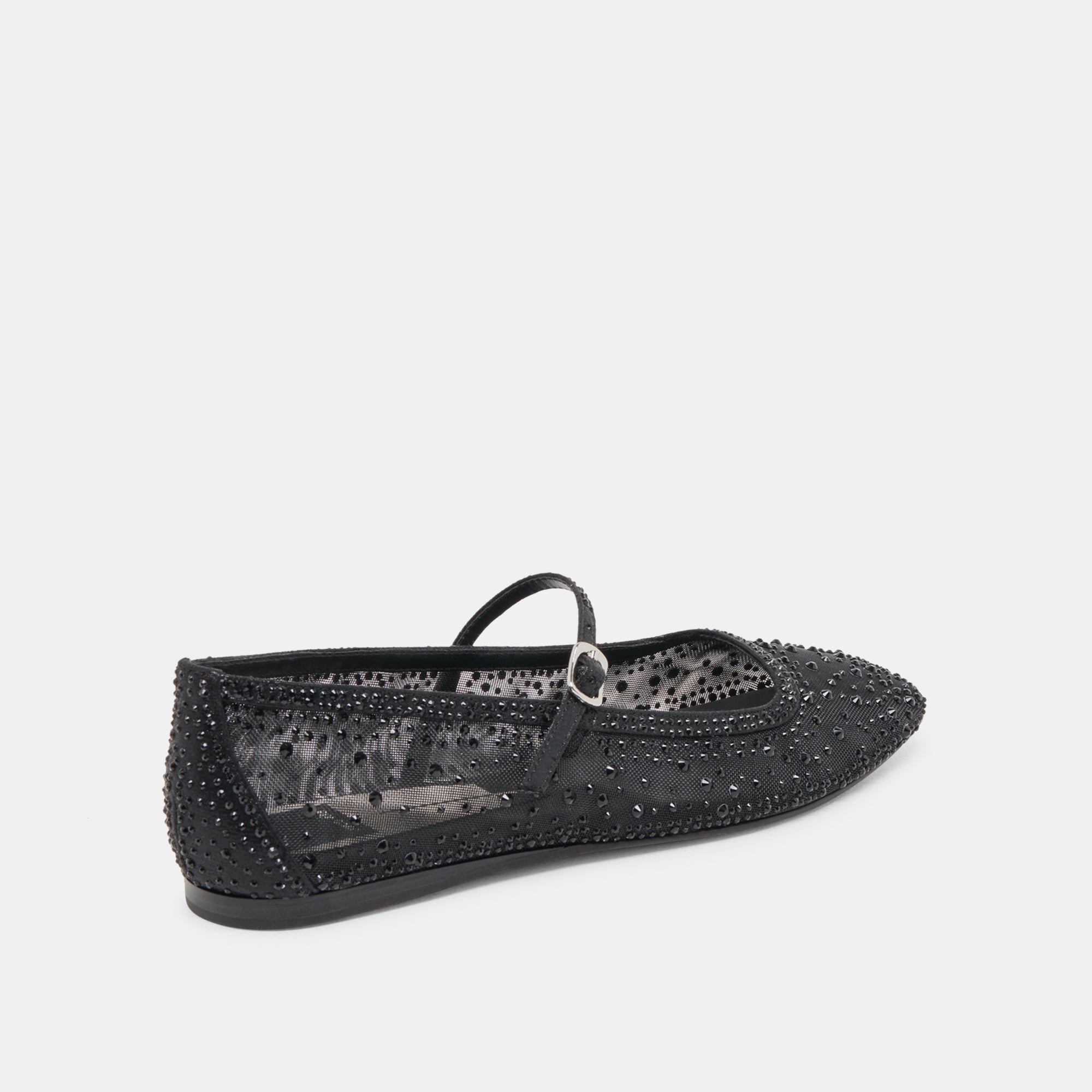 REYES CRYSTAL BALLET FLATS BLACK MESH - Image 4
