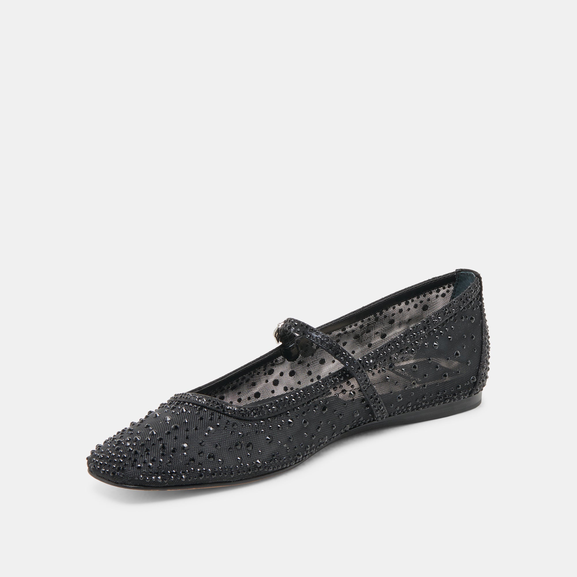 REYES CRYSTAL BALLET FLATS BLACK MESH - Image 5