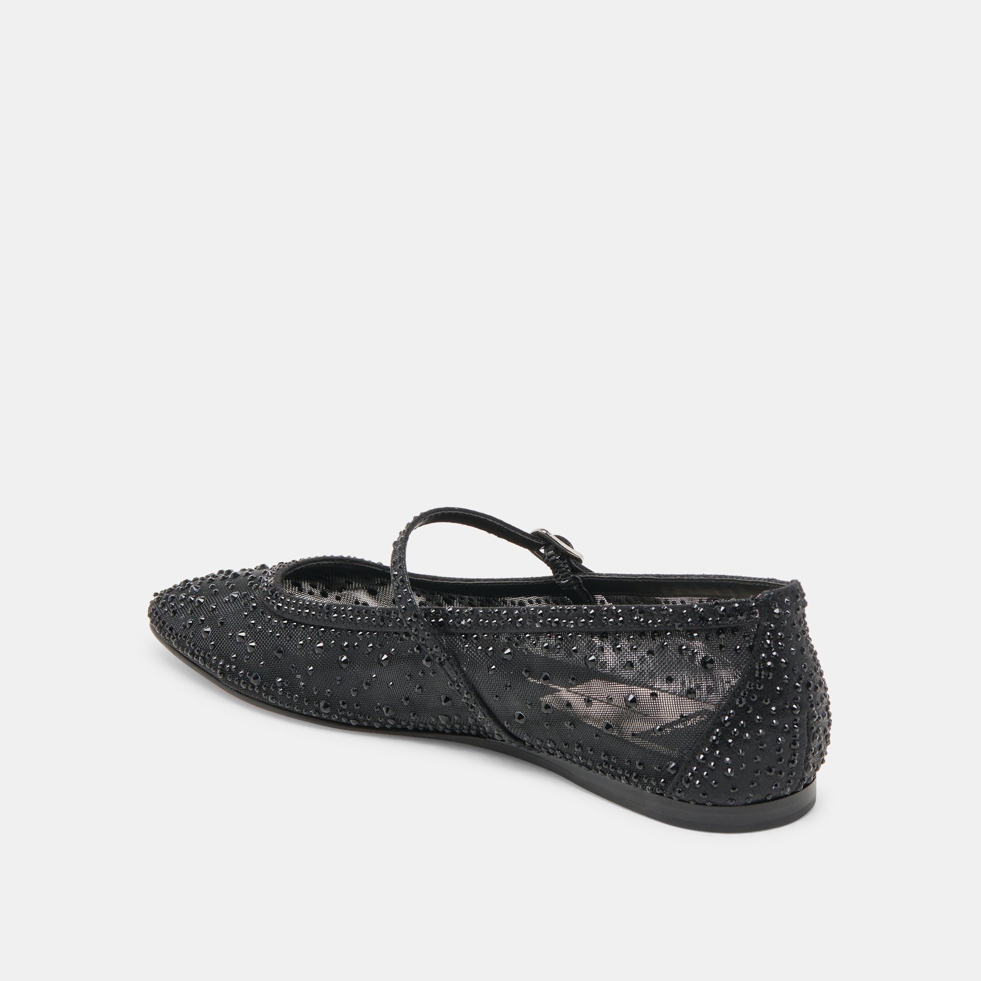 REYES CRYSTAL BALLET FLATS BLACK MESH - Image 6