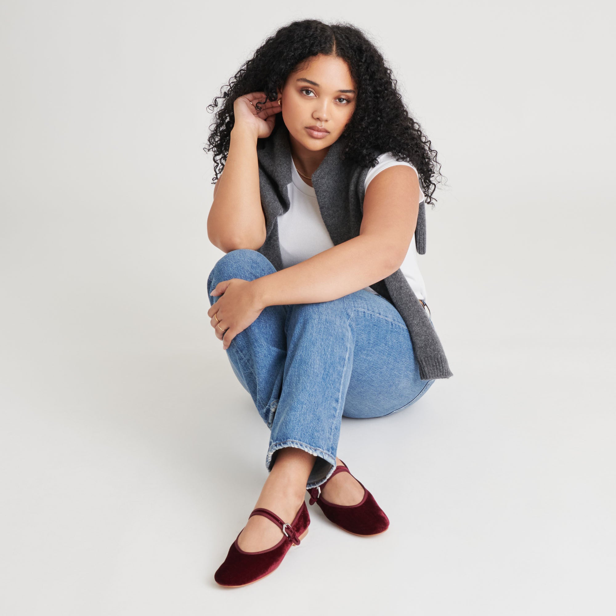 ROSLYN BALLET FLATS WINE VELVET - Image 2