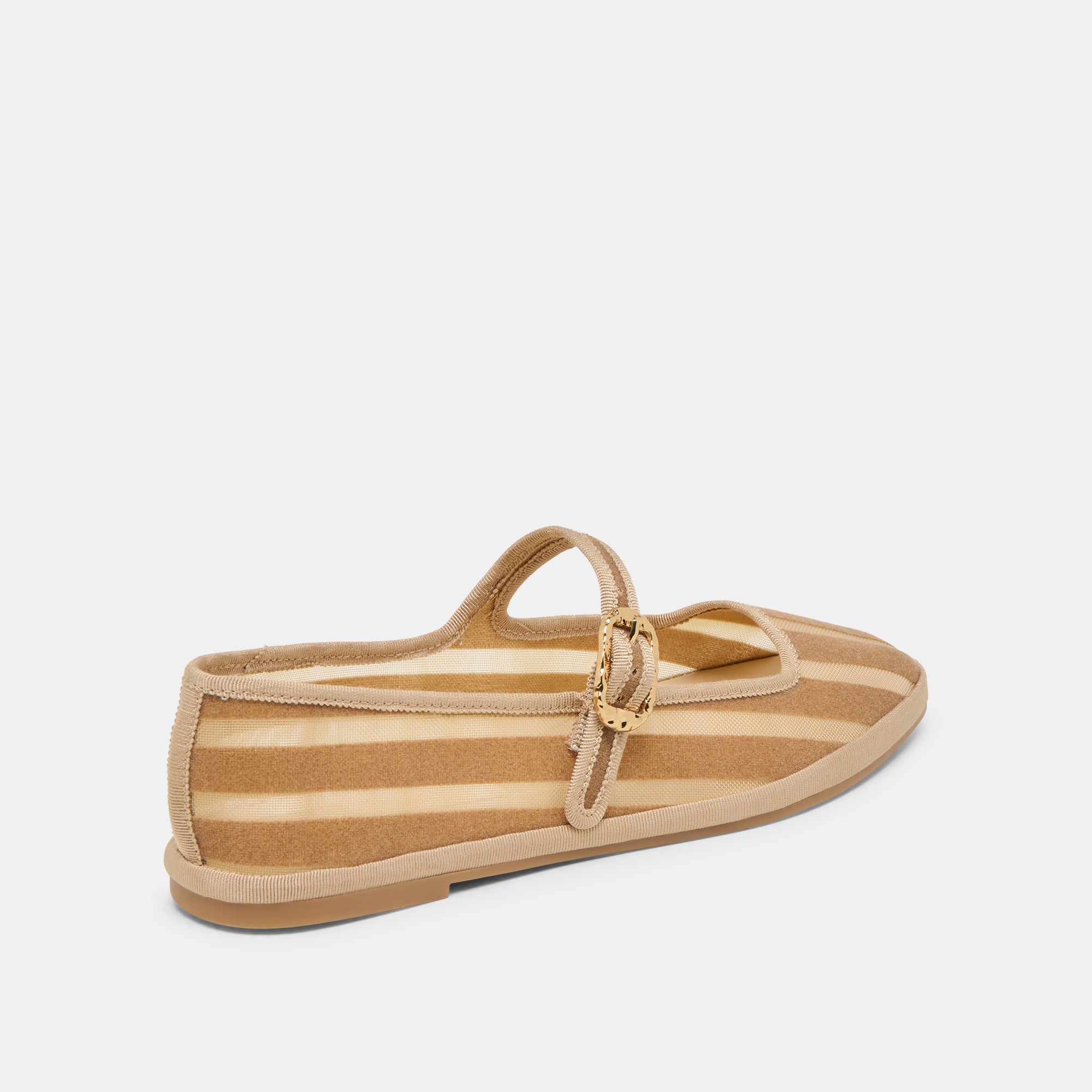 TAMEKA BALLET FLATS TAN STRIPE MESH - Image 4