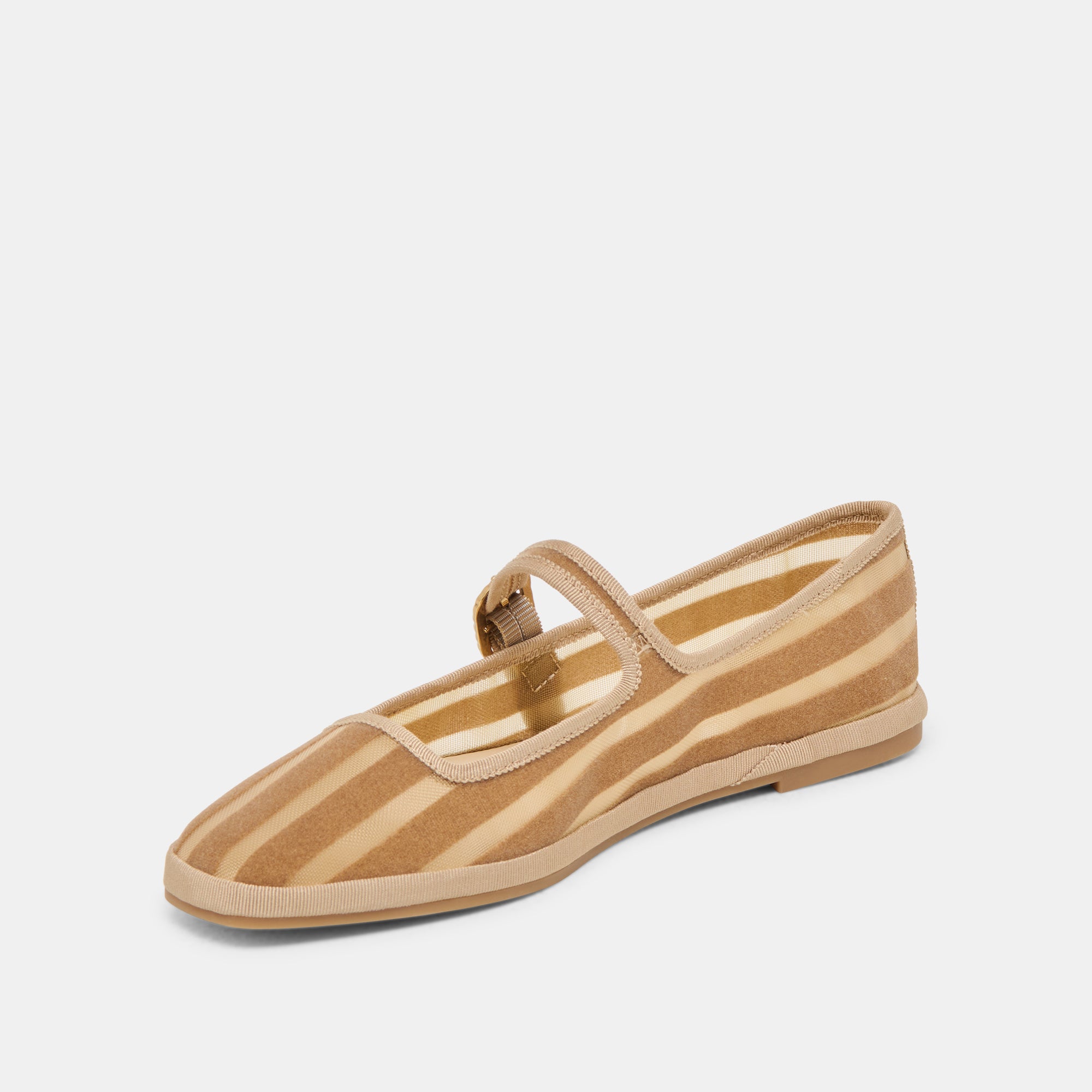 TAMEKA BALLET FLATS TAN STRIPE MESH - Image 9