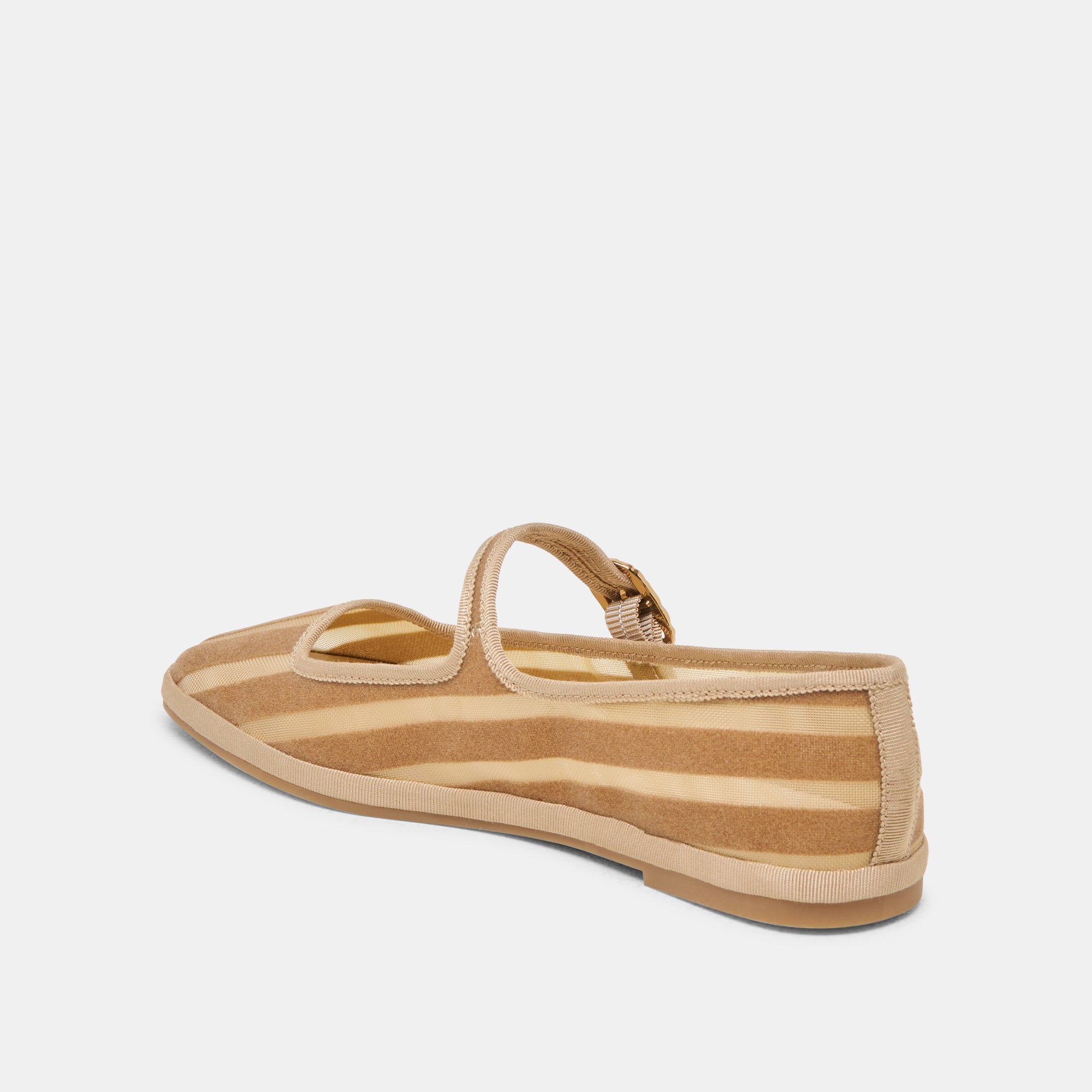 TAMEKA BALLET FLATS TAN STRIPE MESH - Image 10