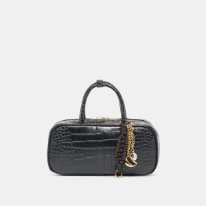 FLYN HANDBAG BLACK CROCO STELLA