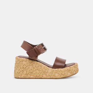 AURI WEDGES DK BROWN LEATHER