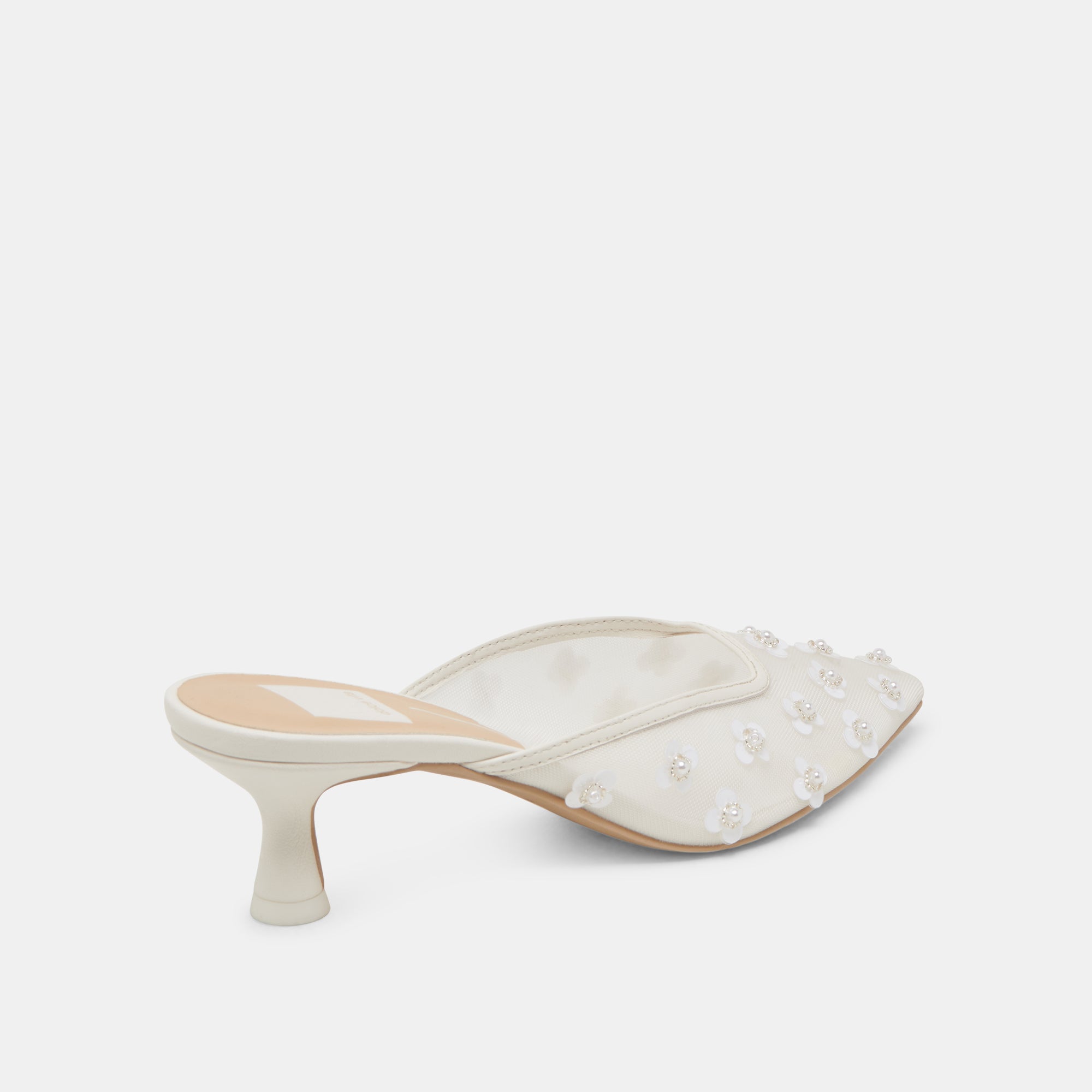 CLARA PEARL HEELS TRUE WHITE DAISY MESH - Image 5