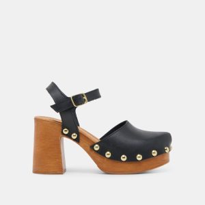 CLOVER HEELS BLACK LEATHER