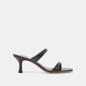 GENORA WIDE HEELS BLACK LEATHER