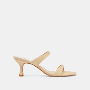 GENORA WIDE HEELS LT NATURAL WOVEN RAFFIA