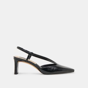 GINAY HEELS  BLACK LEATHER