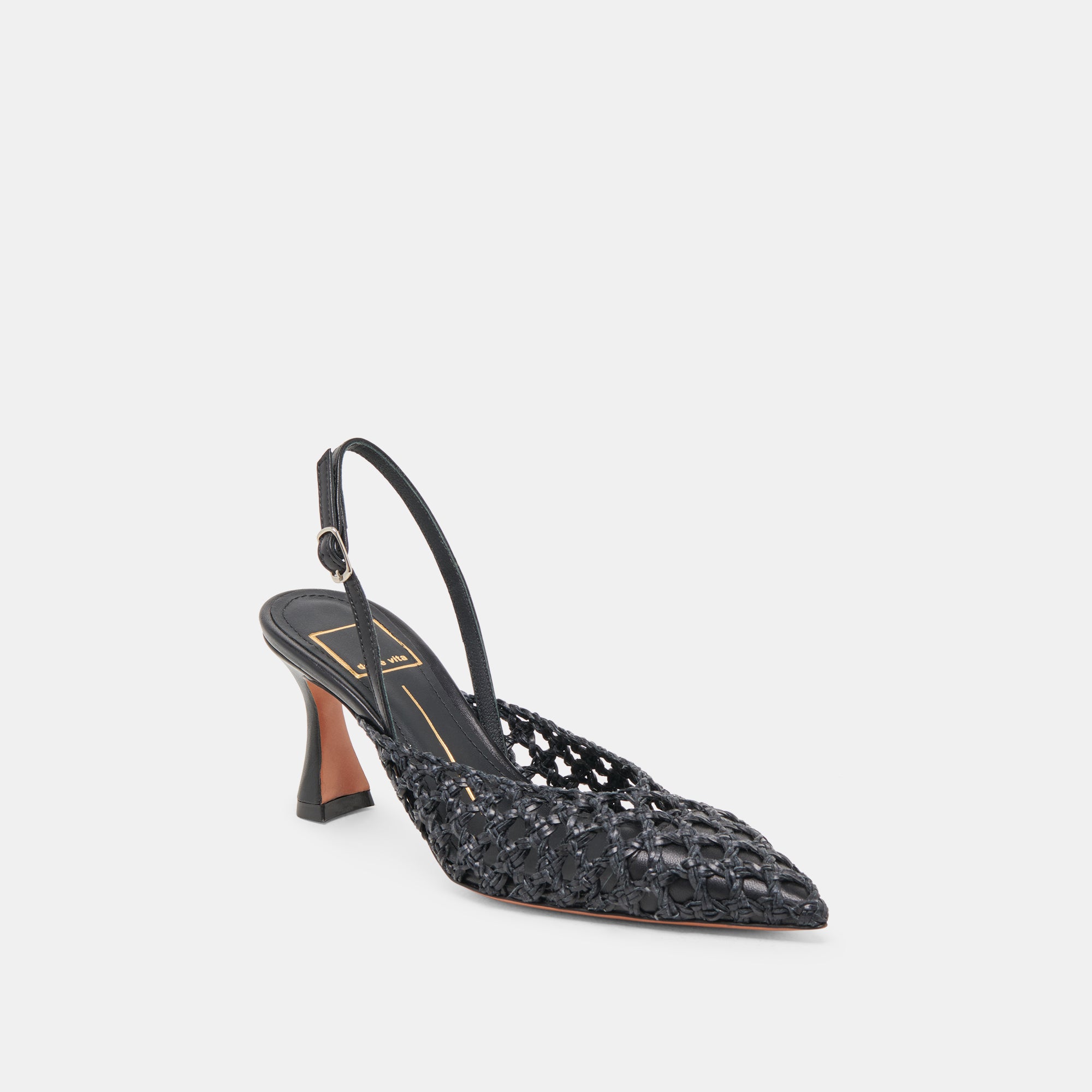 GLORIA HEELS BLACK WOVEN - Image 2