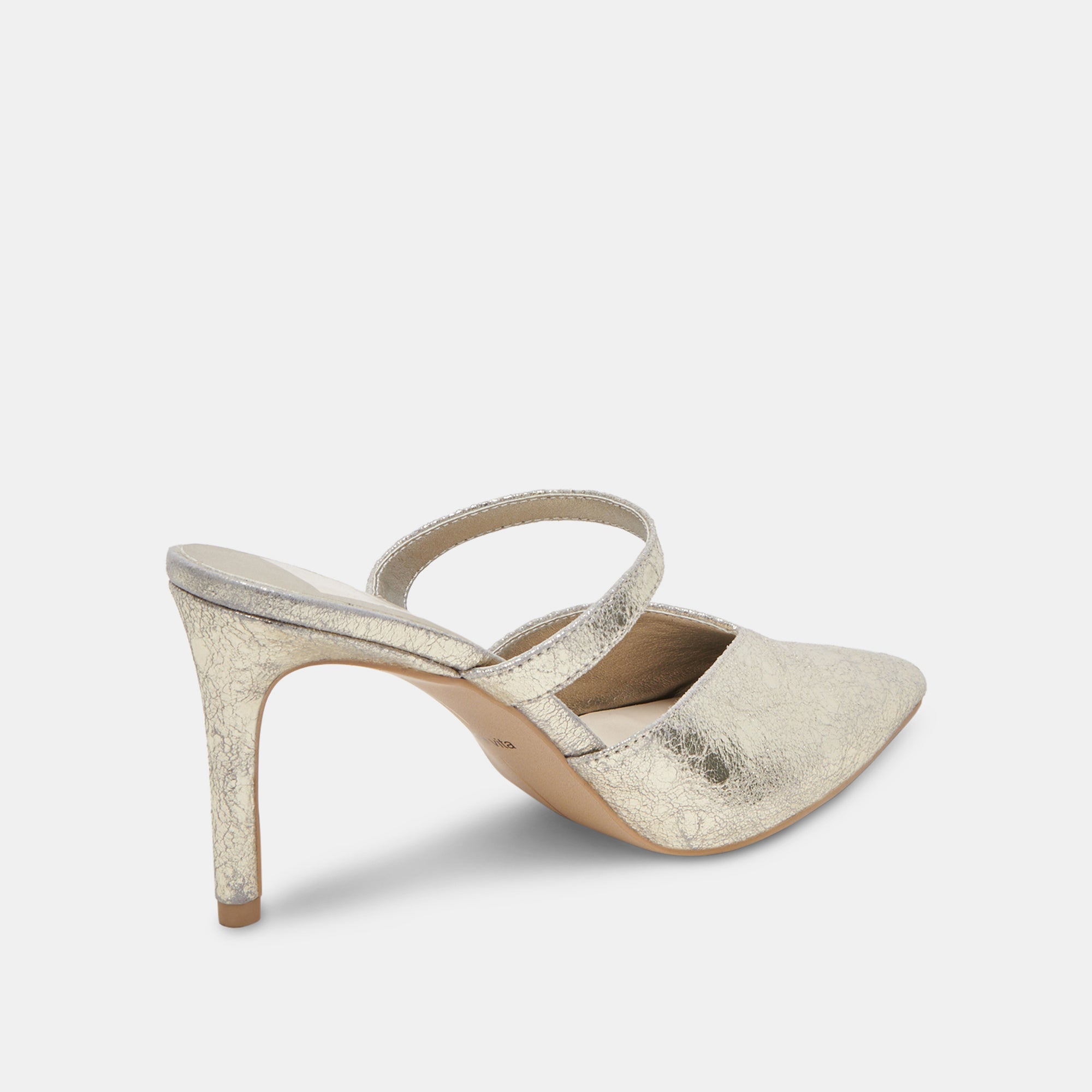 KANIKA WIDE HEELS PLATINUM DISTRESSED LEATHER - Image 3
