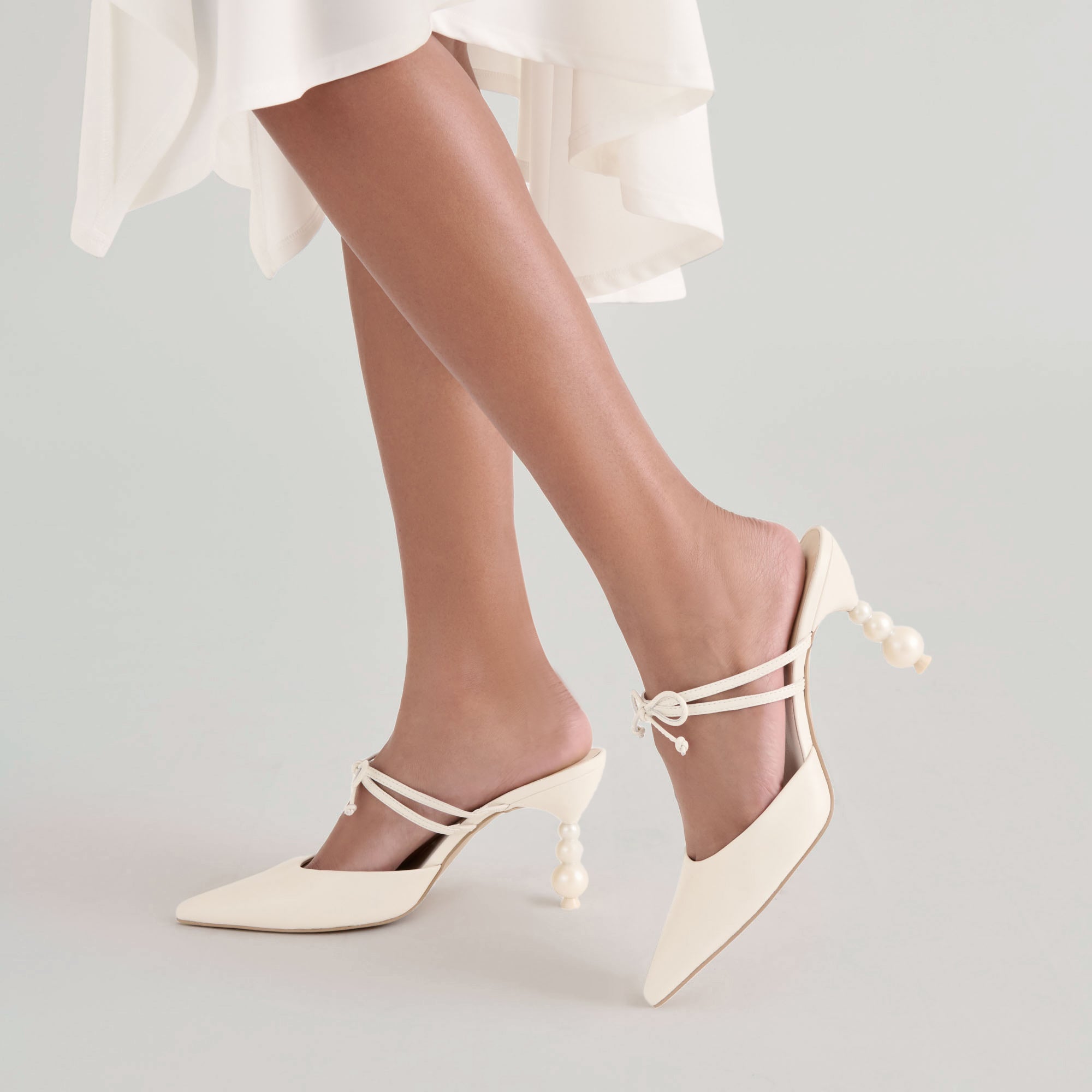KLAIRE PEARL HEELS TRUE WHITE LEATHER - Image 4