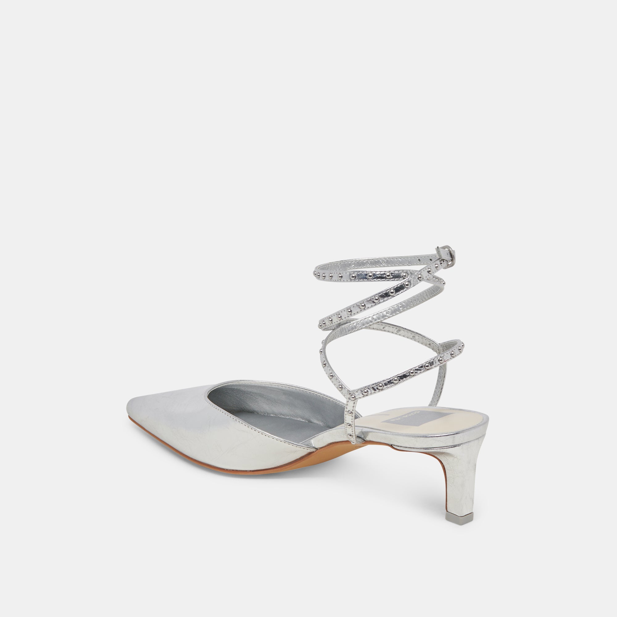 LOKLYN STUD HEELS SILVER CRINKLE PATENT - Image 5