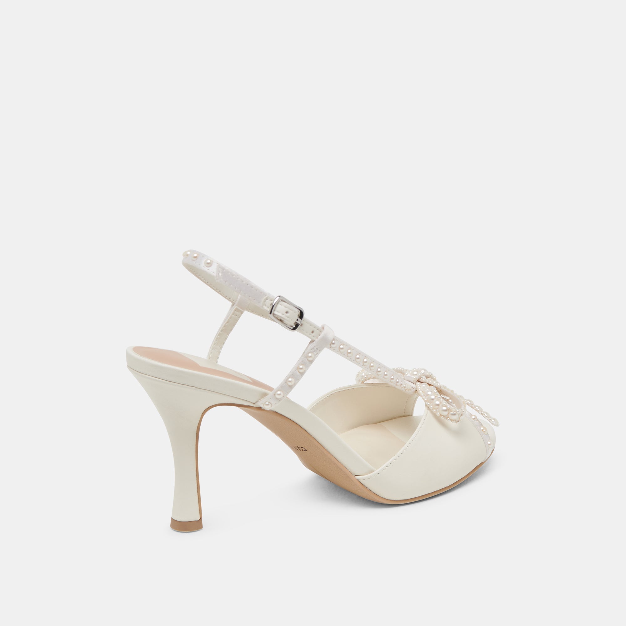 LONNY PEARL HEELS WHITE SATIN - Image 3