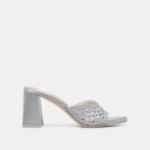 MARGOE HEELS LIGHT BLUE WOVEN SATIN