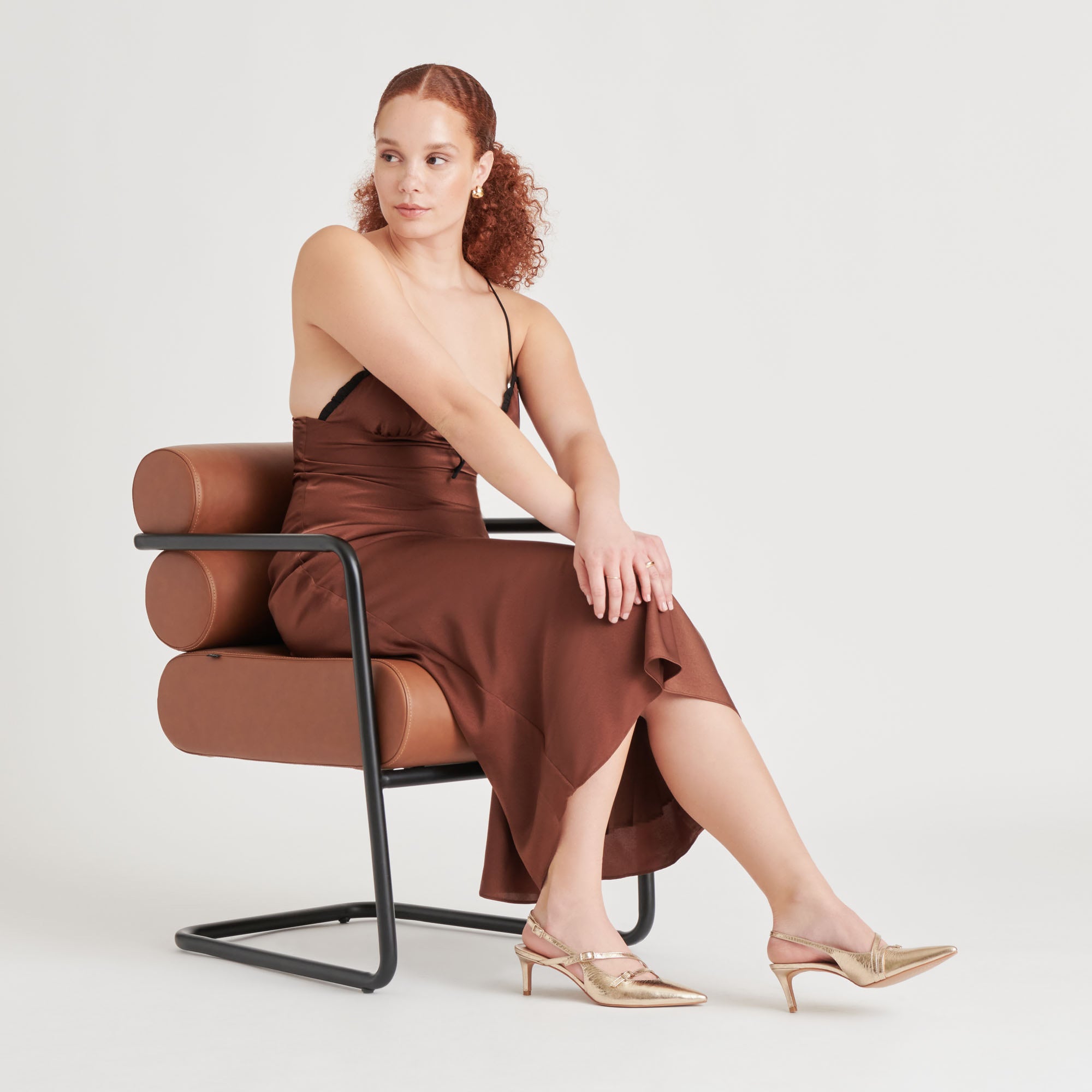 PAMLA MID HEELS LIGHT GOLD DISTRESSED LEATHER - Image 2